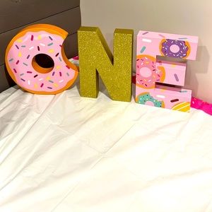 ONE Letters for first birthday party sweet donut theme
